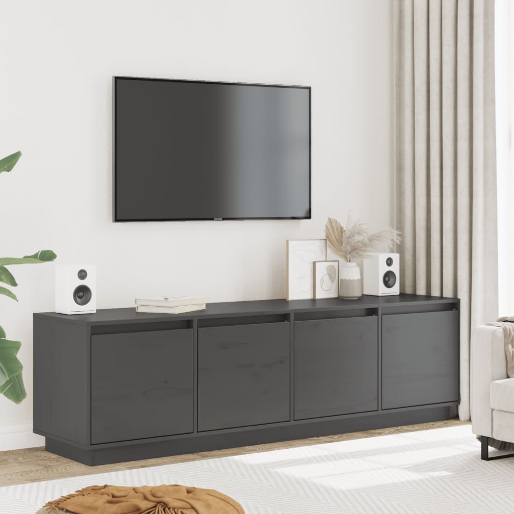 Vetonek Mueble de TV madera maciza de pino gris 156x37x45 cm