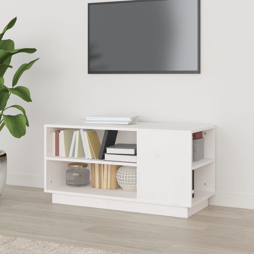 Vetonek Mueble de TV madera maciza de pino blanco 80x35x40,5 cm