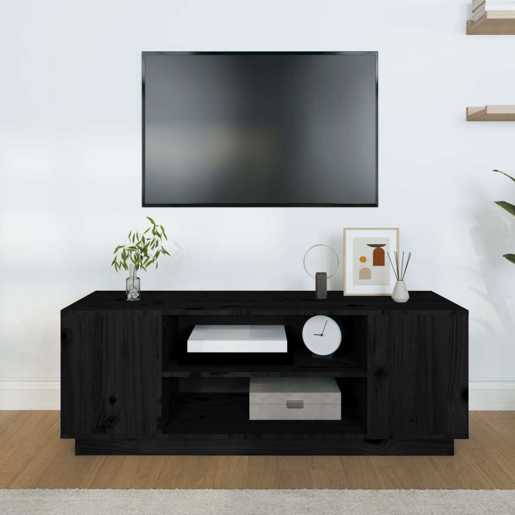 Black pine pine wood tv furniture 110x35x40.5 cm