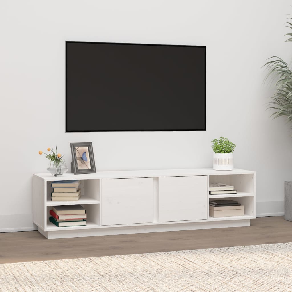 Vetonek Mueble de TV madera maciza de pino blanco 156x40x40 cm