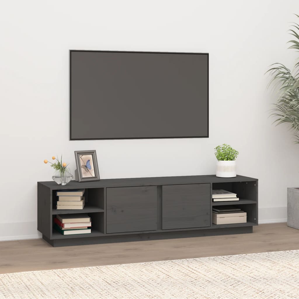 Vetonek Mueble de TV madera maciza de pino gris 156x40x40 cm