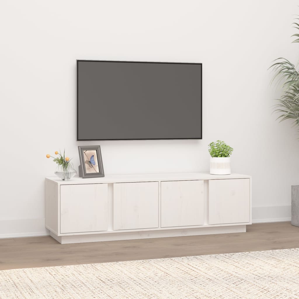 Vetonek Mueble de TV madera maciza de pino blanco 140x40x40 cm