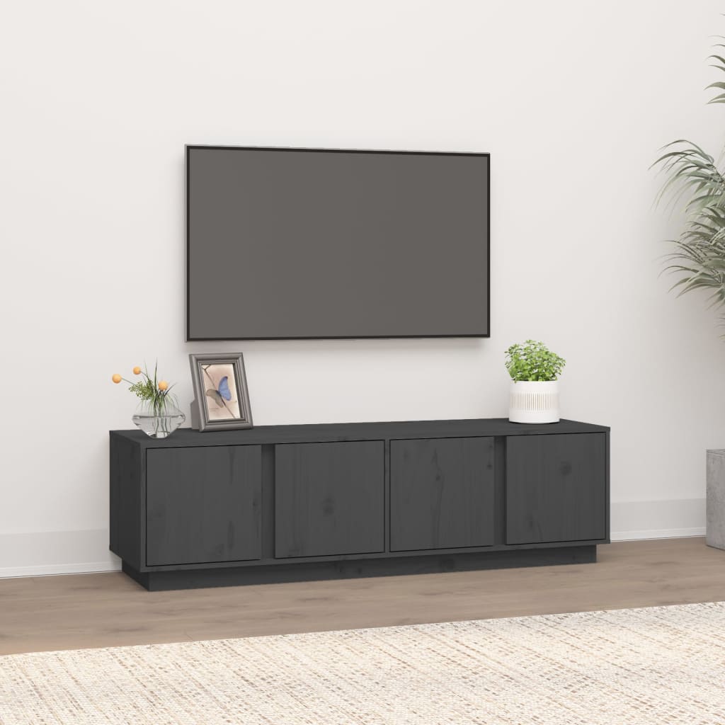 Vetonek Mueble de TV madera maciza de pino gris 140x40x40 cm