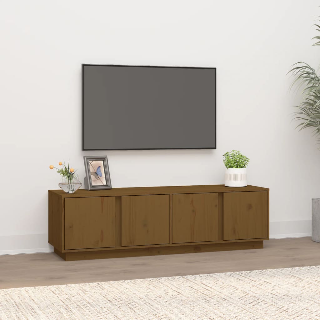 Vetonek Mueble de TV madera maciza de pino marrón miel 140x40x40 cm