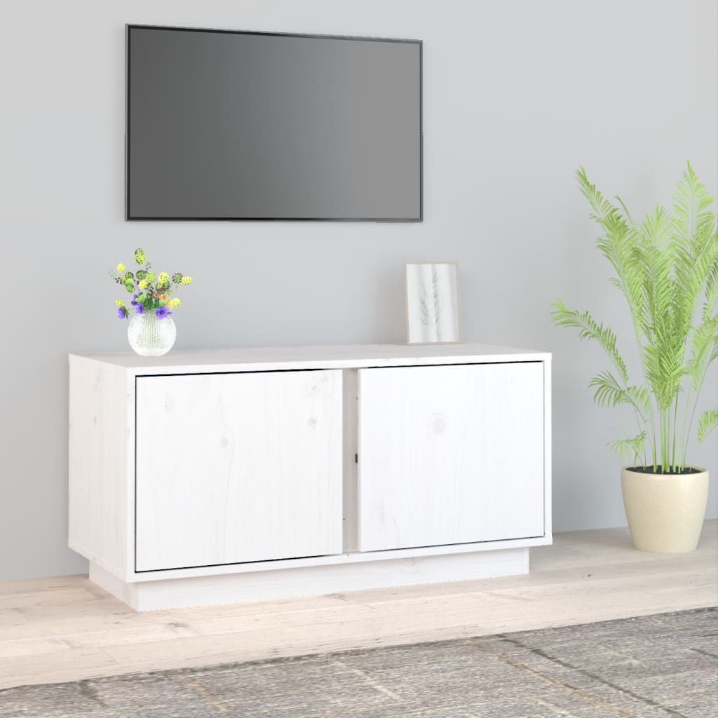 Vetonek Mueble de TV madera maciza de pino blanco 80x35x40,5 cm