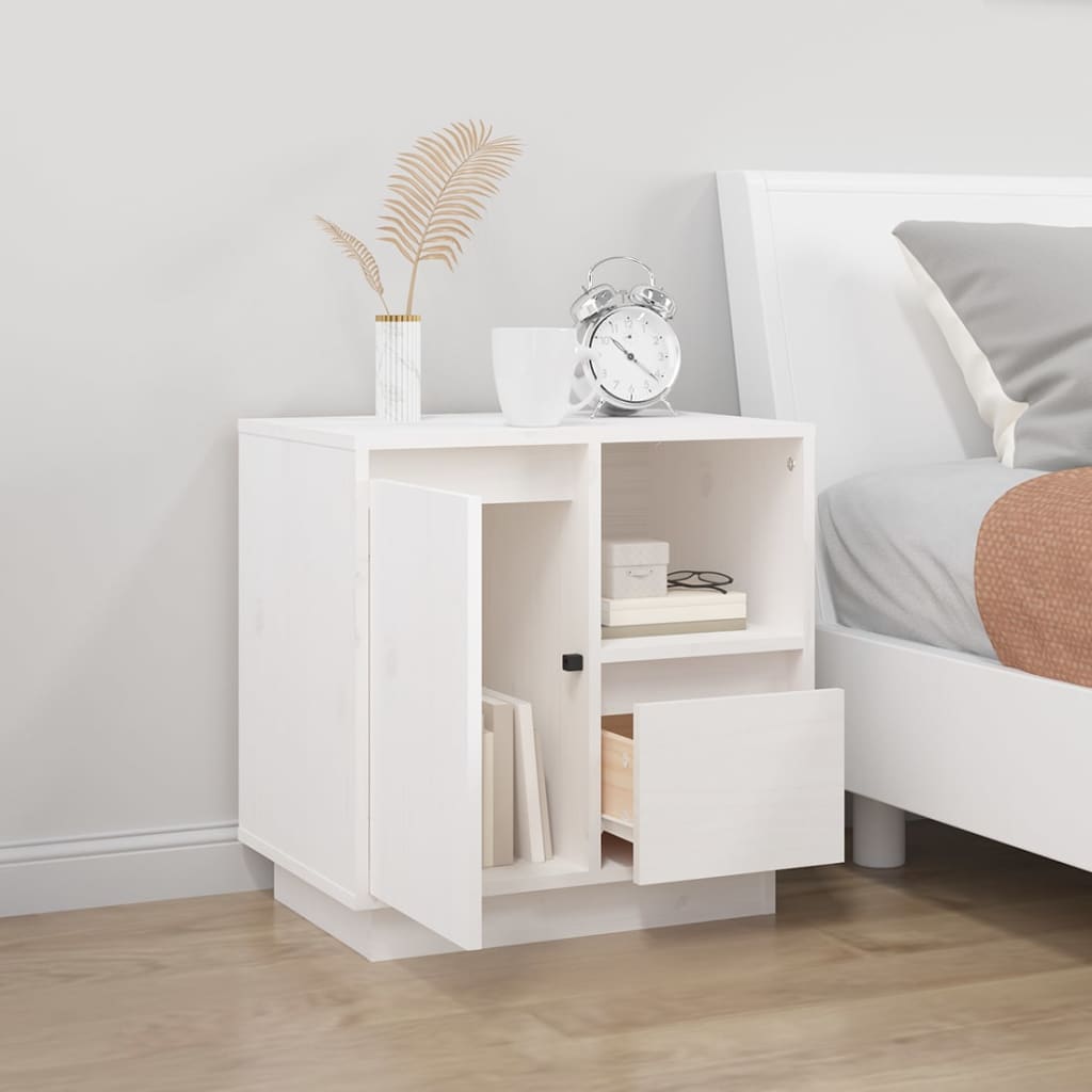 Night bedside table Maciza de Pino White 50x34x50 cm