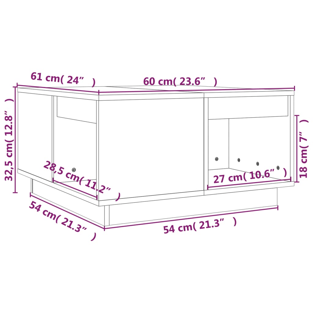 SUNDA TABELLO DI LEGNO MEEY PINE marrone 60x61x32.5 cm