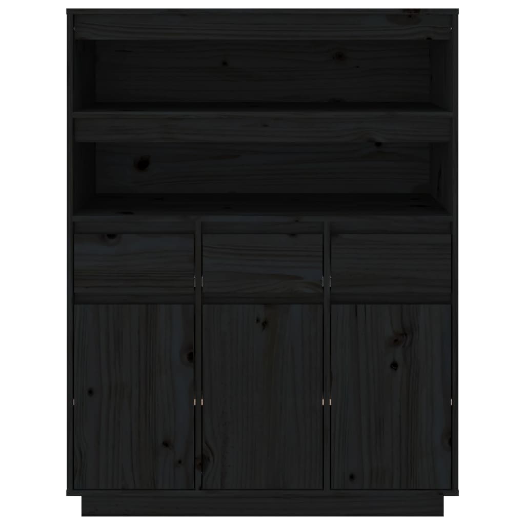 Aparador alto de madera maciza de pino negro 89x40x116,5 cm - Vetonek