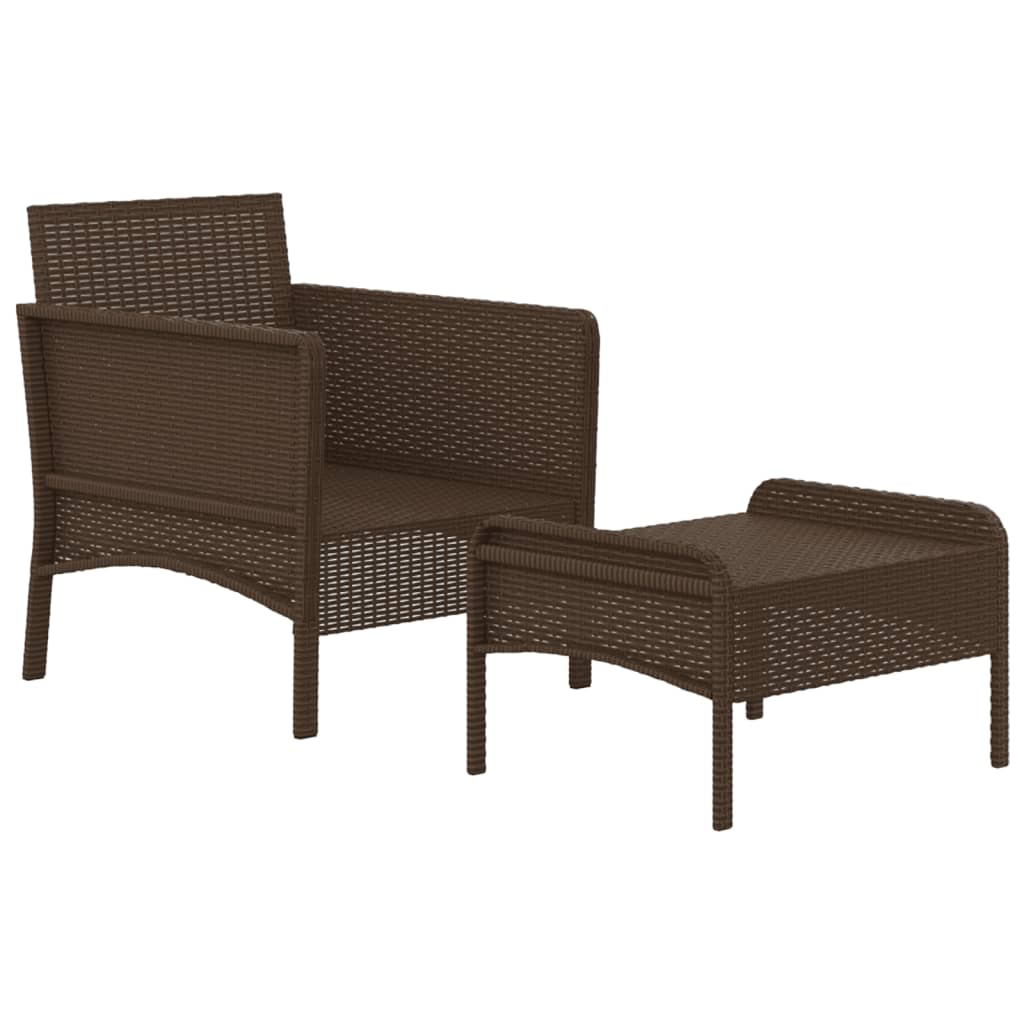 Set muebles de jardín 2 piezas y cojines ratán sintético marrón vidaXL