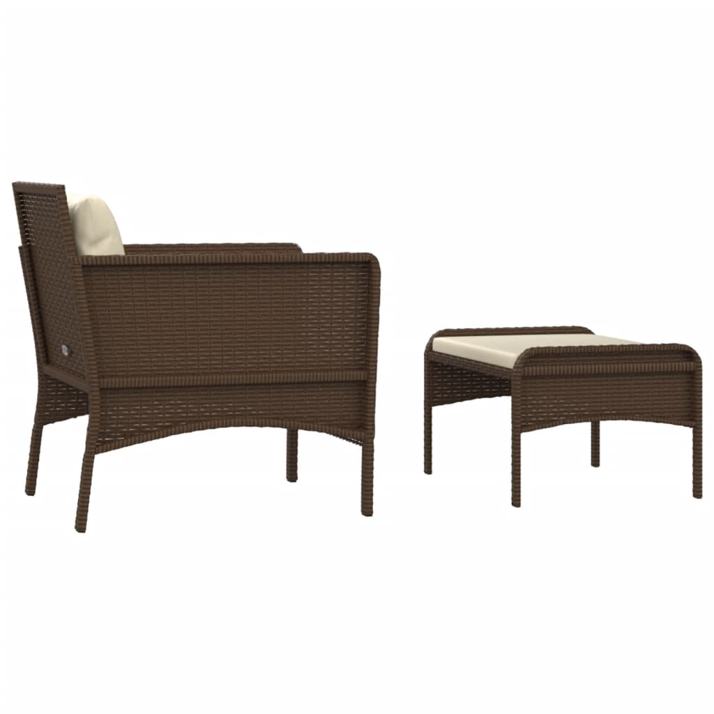 Set muebles de jardín 2 piezas y cojines ratán sintético marrón vidaXL