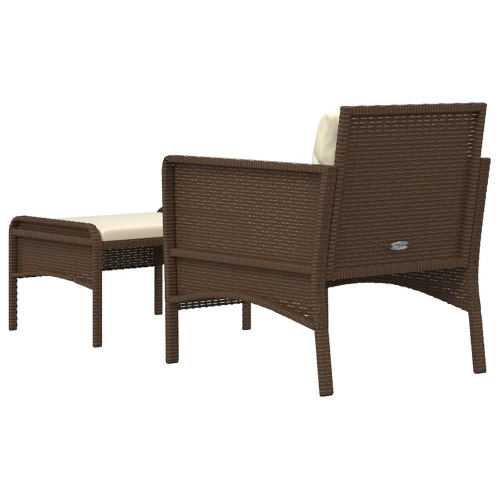 Set muebles de jardín 2 piezas y cojines ratán sintético marrón vidaXL