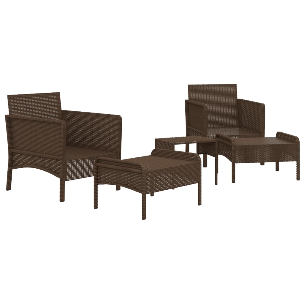 Set muebles de jardín 5 piezas y cojines ratán sintético marrón vidaXL