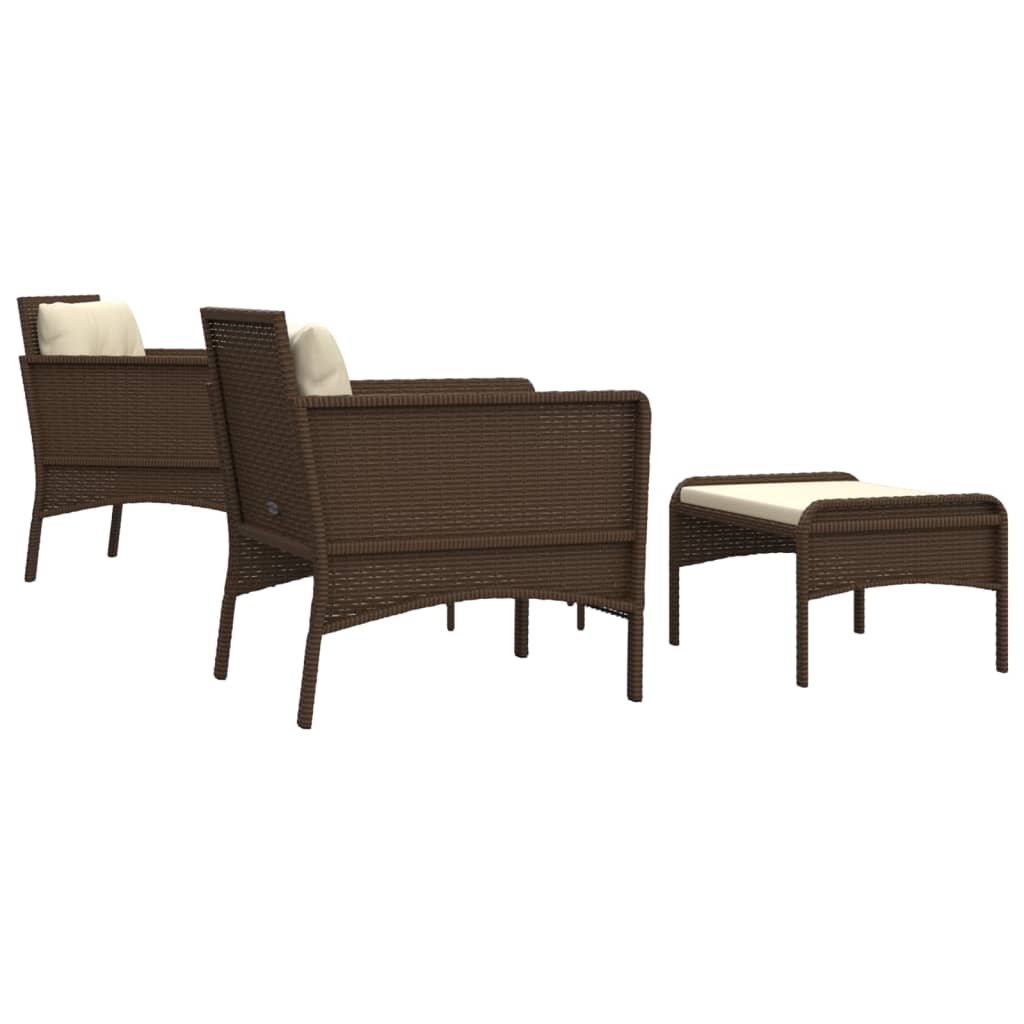 Set muebles de jardín 5 piezas y cojines ratán sintético marrón vidaXL