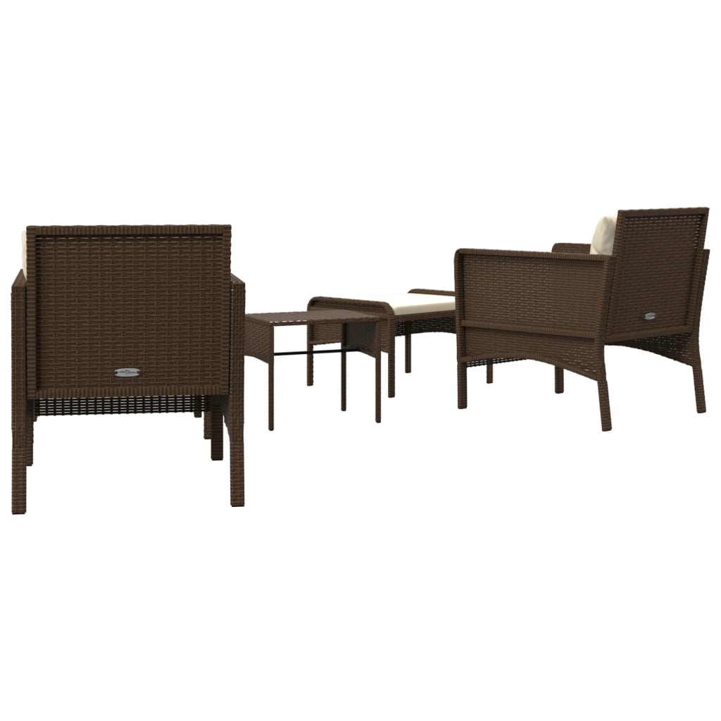 Set muebles de jardín 5 piezas y cojines ratán sintético marrón vidaXL