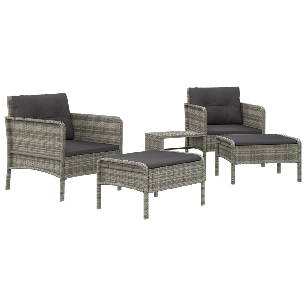 Set de muebles de jardín 5 pzas y cojines ratán sintético gris vidaXL