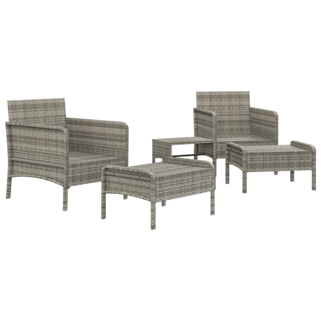 Set de muebles de jardín 5 pzas y cojines ratán sintético gris vidaXL