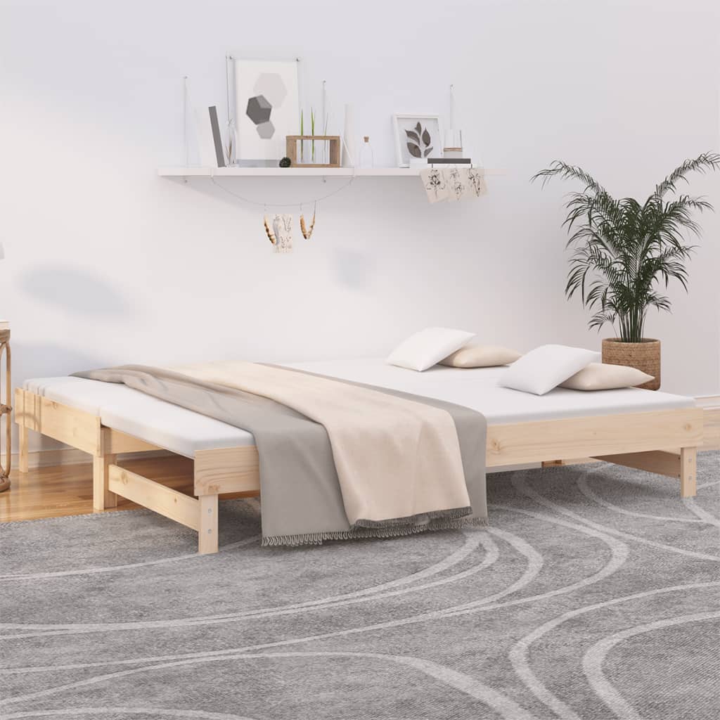 Vetonek Sofá cama extraíble madera maciza de pino 2x(100x200) cm