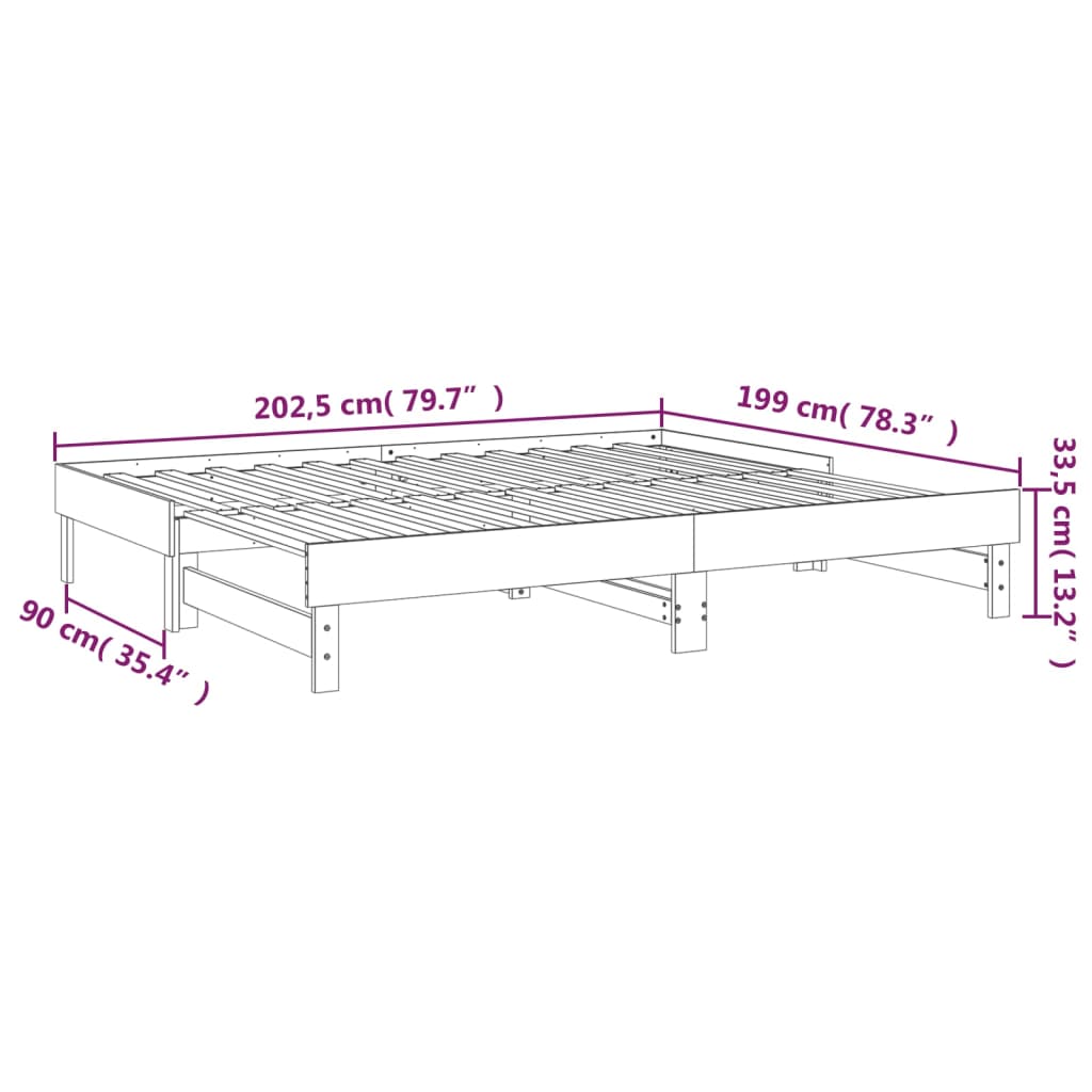 Sofá cama extraíble madera maciza de pino blanco 2x(100x200) cm