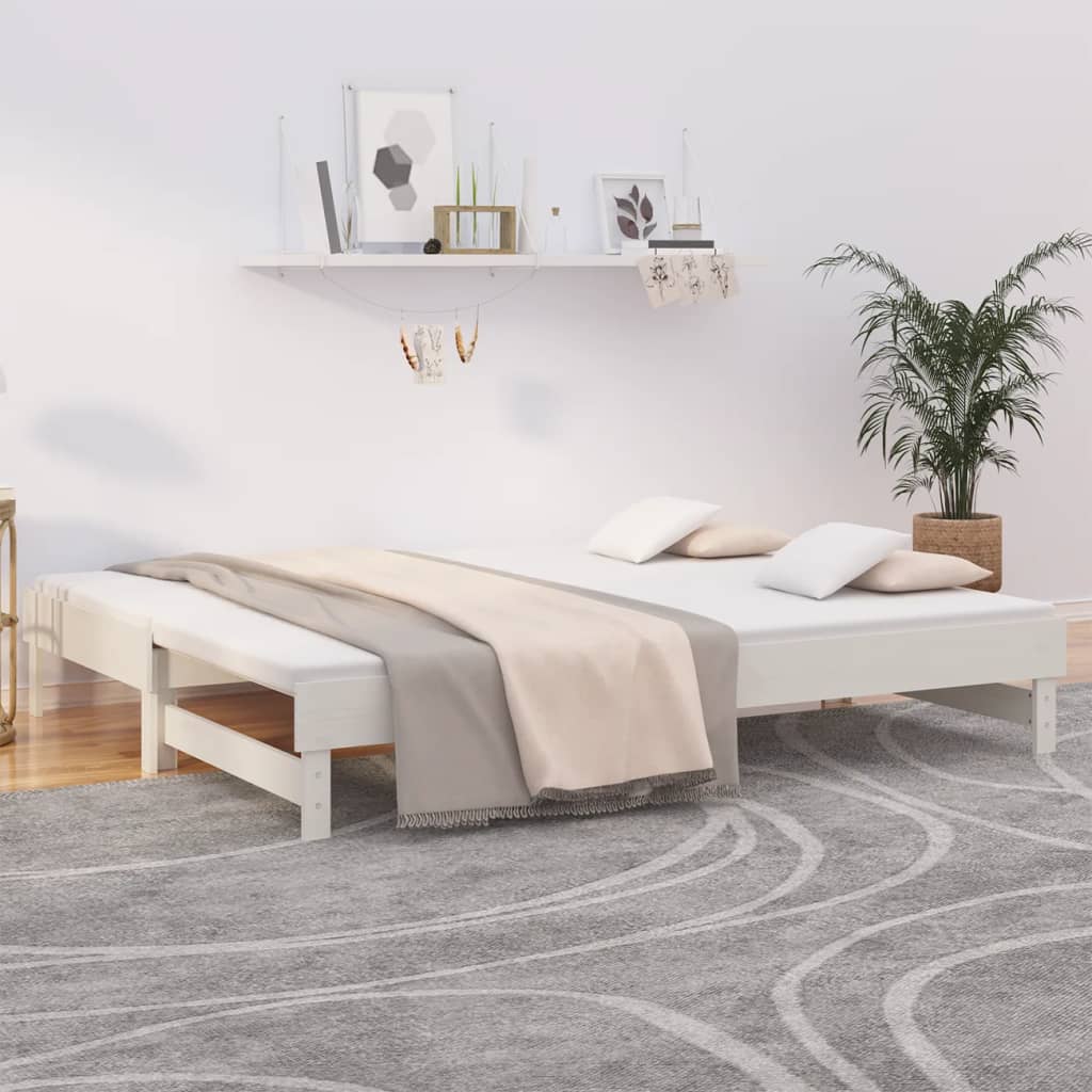 Vetonek Sofá cama extraíble madera maciza de pino blanco 2x(100x200) cm