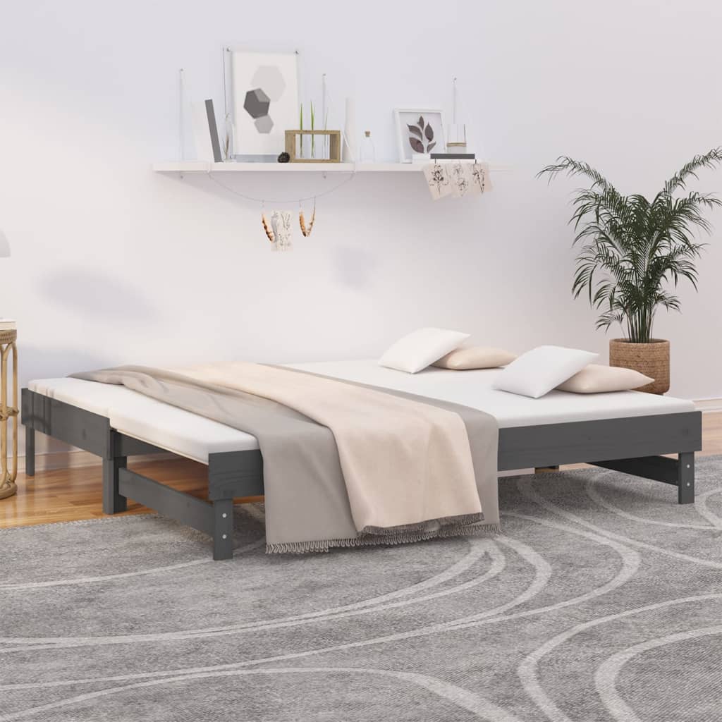 Vetonek Sofá cama extraíble sin colchón gris 2x(90x190) cm