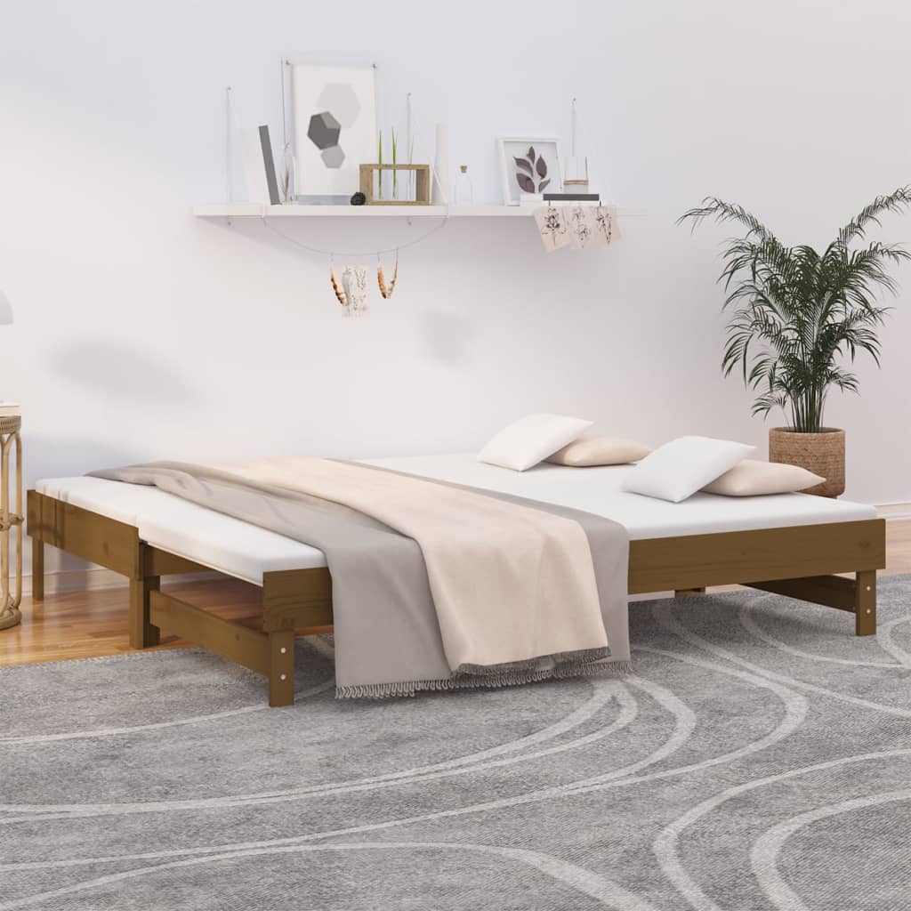 Vetonek Sofá cama extraíble sin colchón marrón miel 2x(90x190) cm