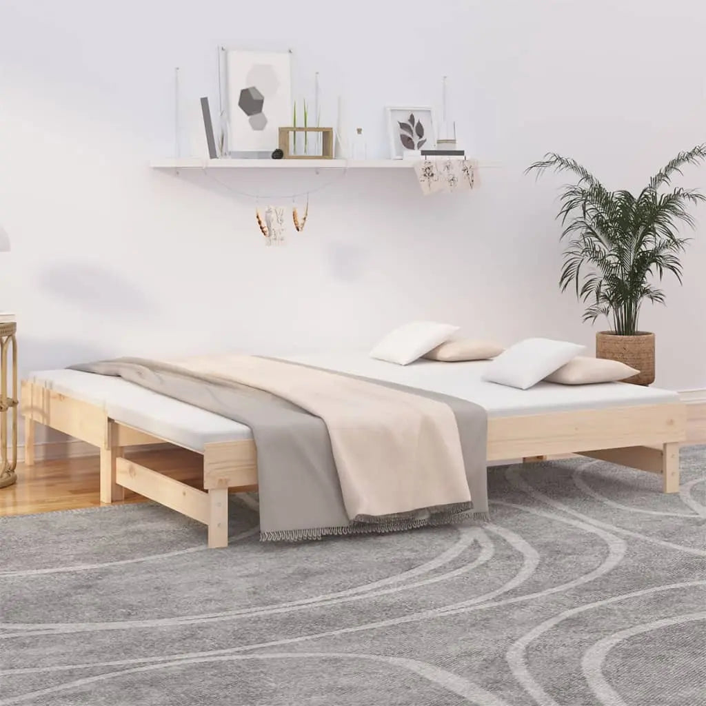 Vetonek Sofá cama extraíble madera maciza de pino 2x(75x190) cm