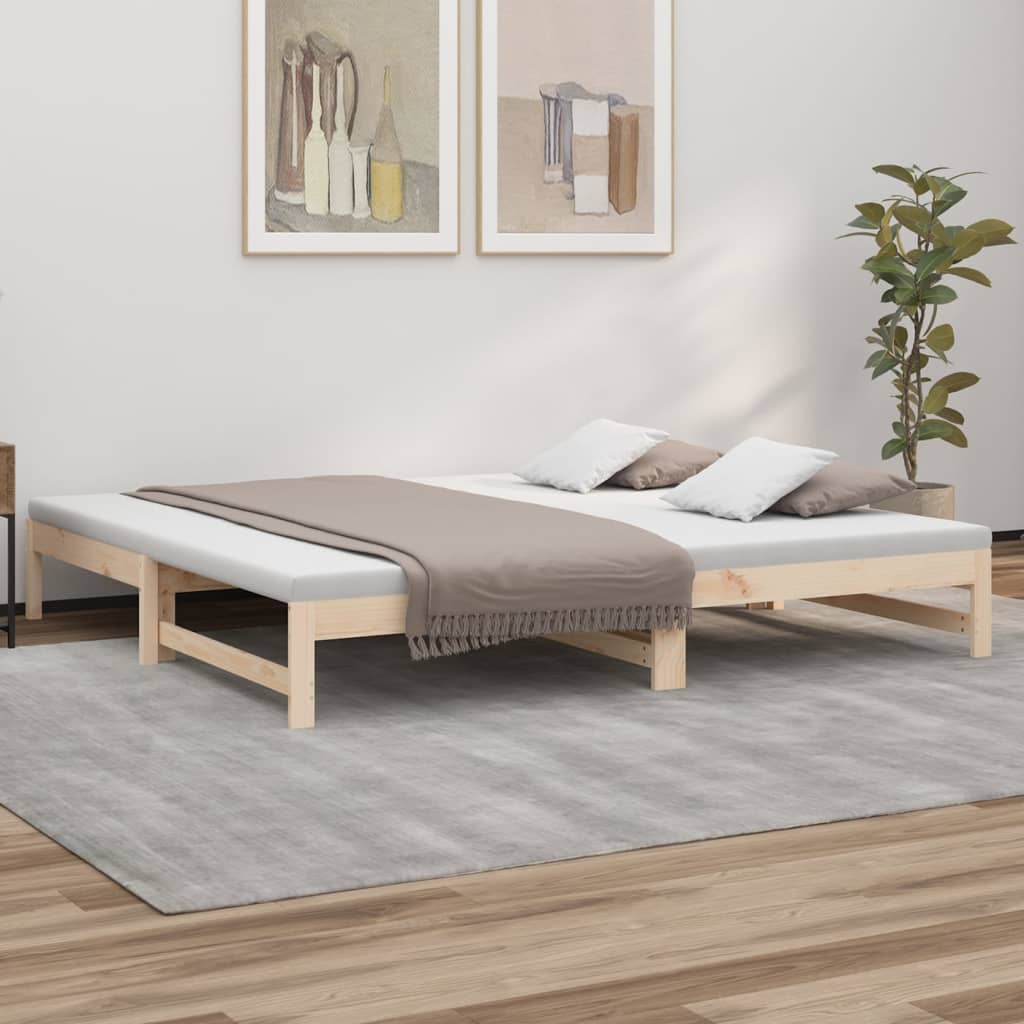 Vetonek Sofá cama extraíble madera maciza de pino 2x(100x200) cm