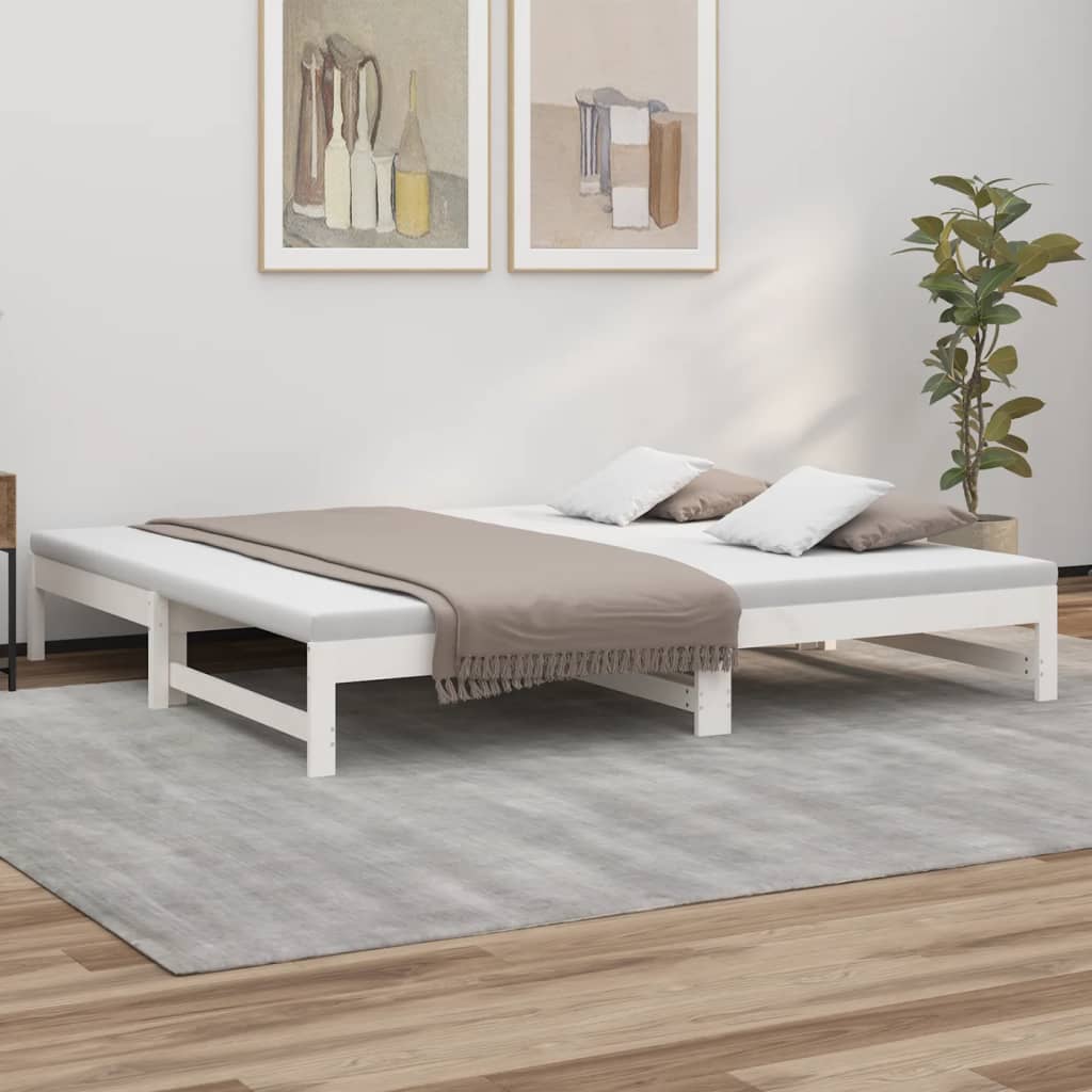 Vetonek Sofá cama extraíble madera maciza de pino blanco 2x(100x200) cm