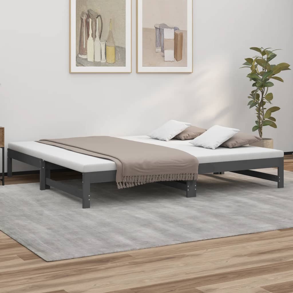 Vetonek Sofá cama extraíble sin colchón gris 2x(90x200) cm