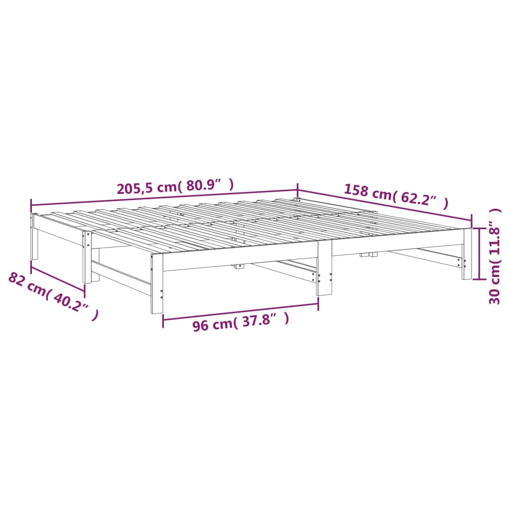 Sofa ohe aldagarria Pinu zuria 2x (80x200) cm