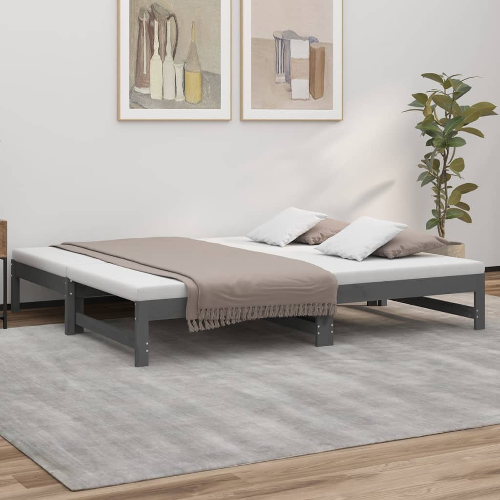 Vetonek Sofá cama extraíble sin colchón gris 2x(90x190) cm