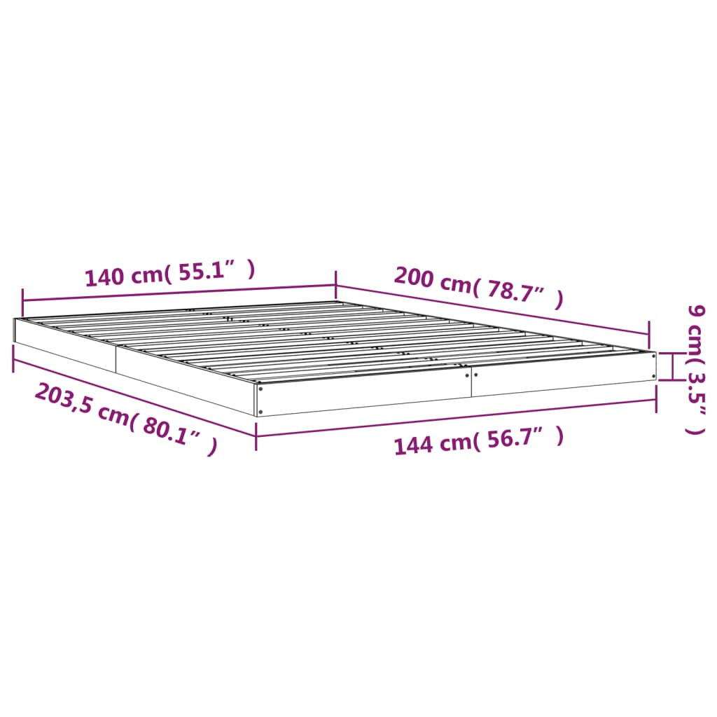 Estructura de cama sin colchón madera de pino blanca 140x200 cm vidaXL