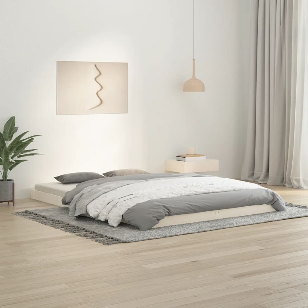 Vetonek Estructura de cama sin colchón madera de pino blanca 140x200 cm