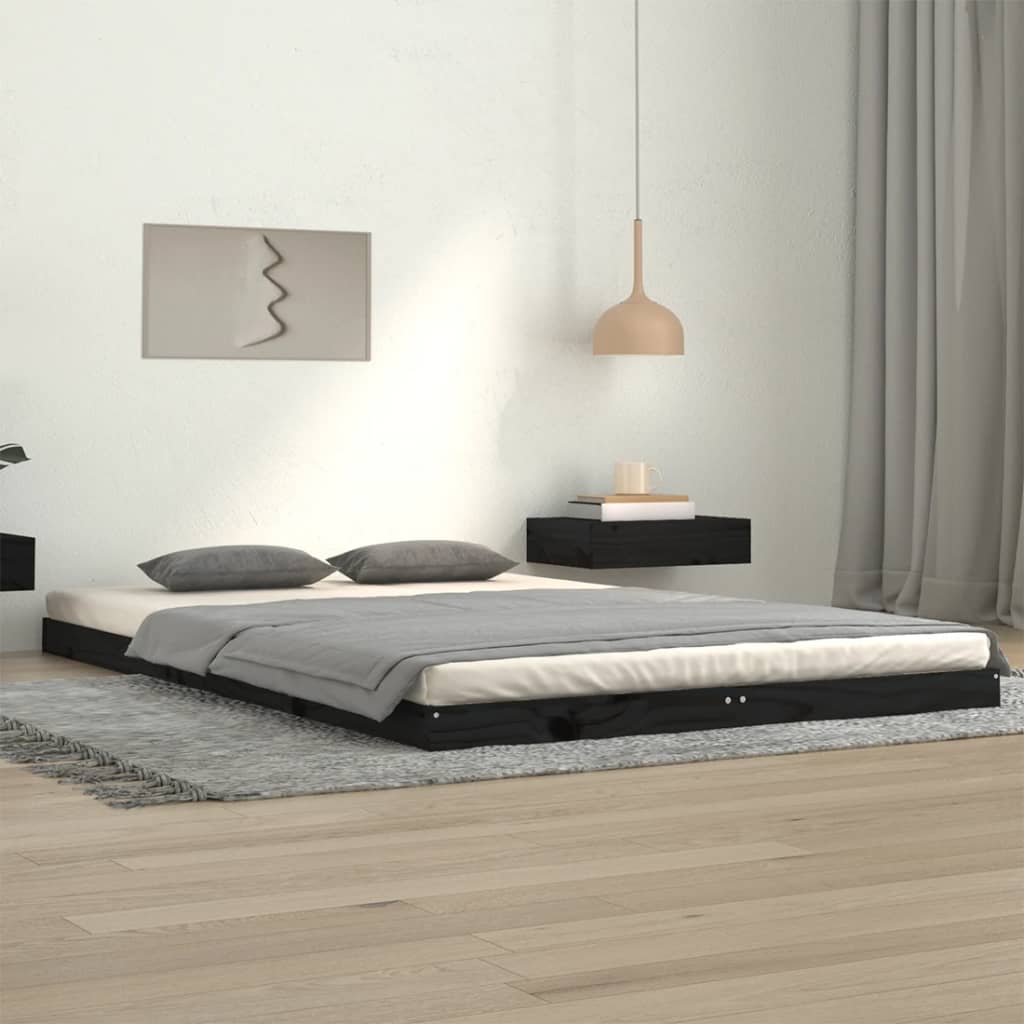 Vetonek Estructura de cama madera maciza de pino negro 120x200 cm