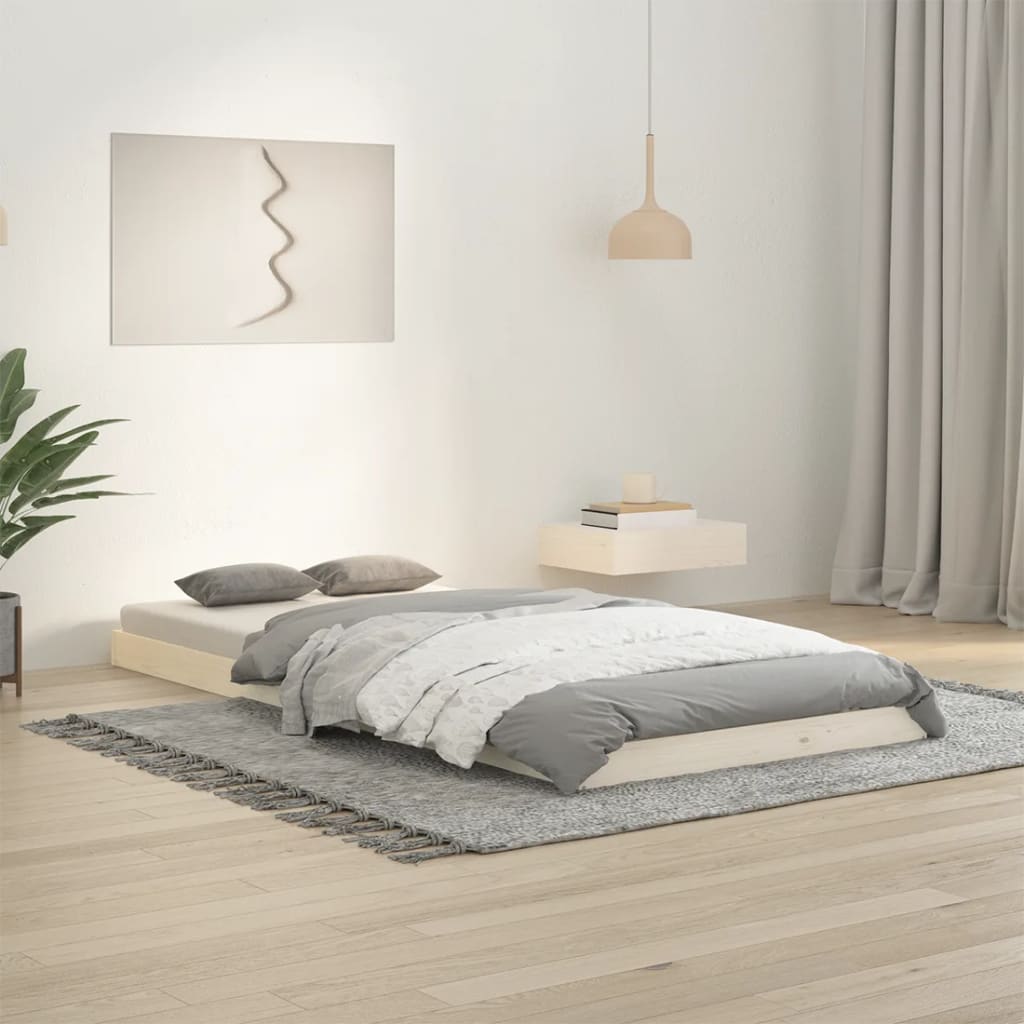 Vetonek Estructura de cama madera maciza de pino blanco 90x200 cm