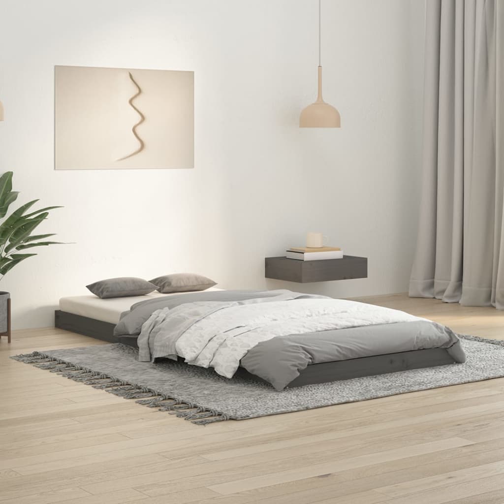 Vetonek Estructura de cama madera maciza de pino gris 90x200 cm