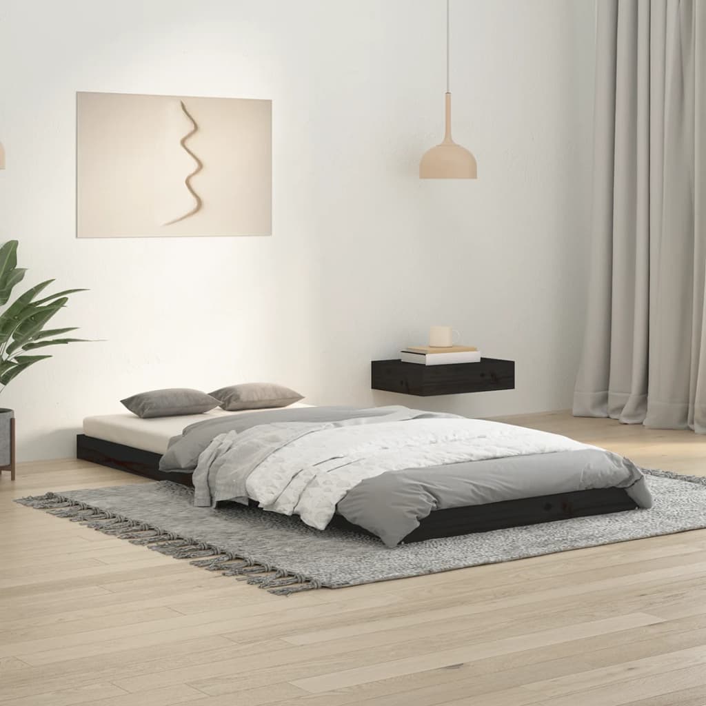 Vetonek Estructura de cama madera maciza de pino negro 90x200 cm