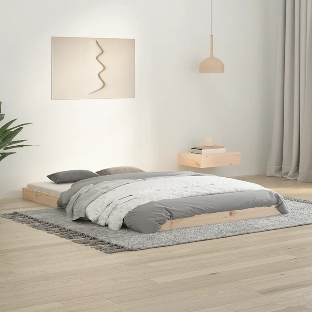 Vetonek Estructura de cama sin colchón madera maciza de pino 120x190 cm