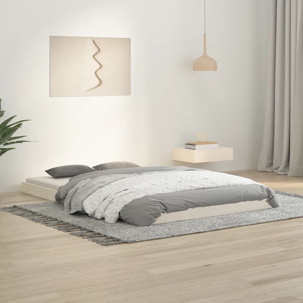 Vetonek Estructura de cama sin colchón madera maciza blanca 120x190 cm