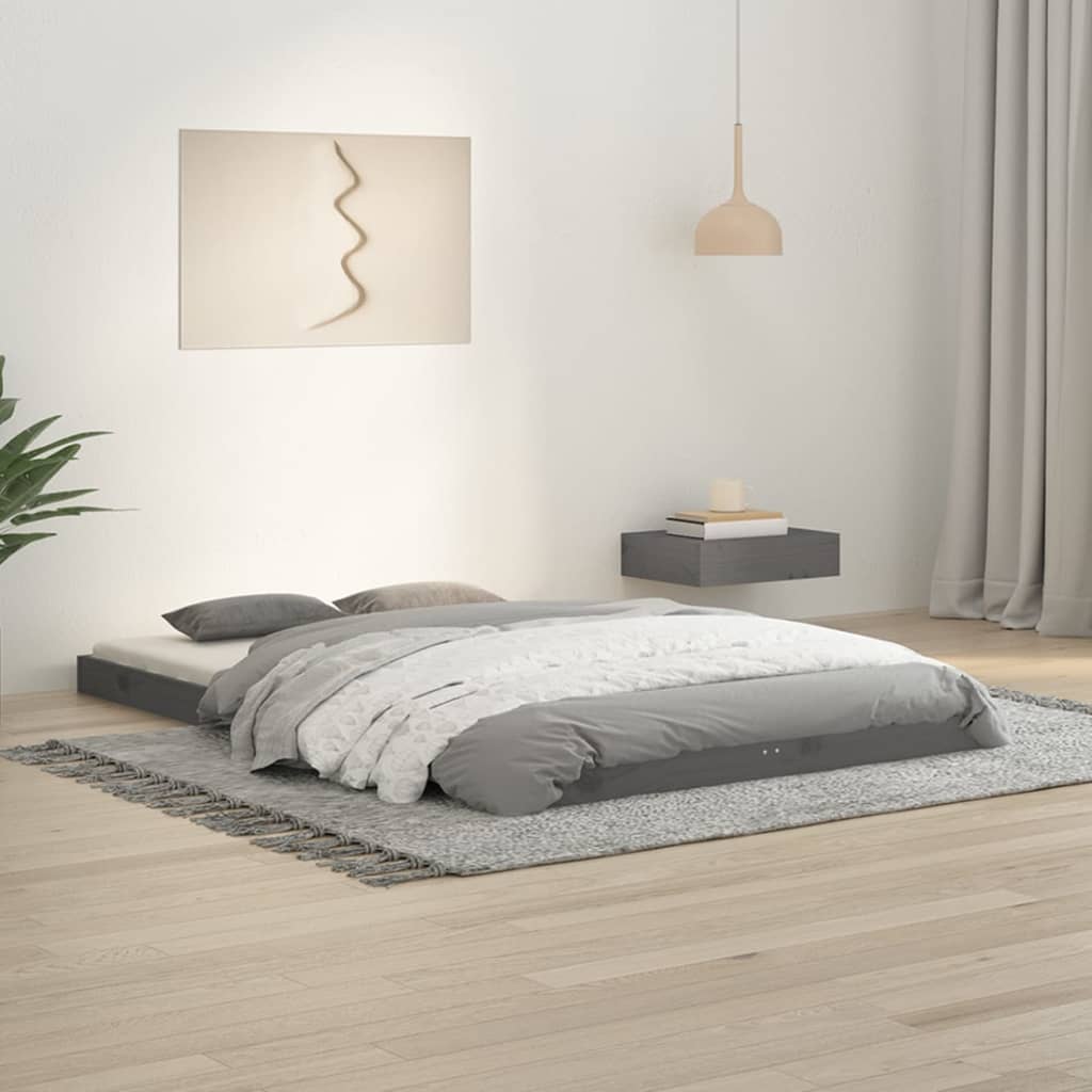 Vetonek Estructura de cama madera maciza de pino gris 120x190 cm