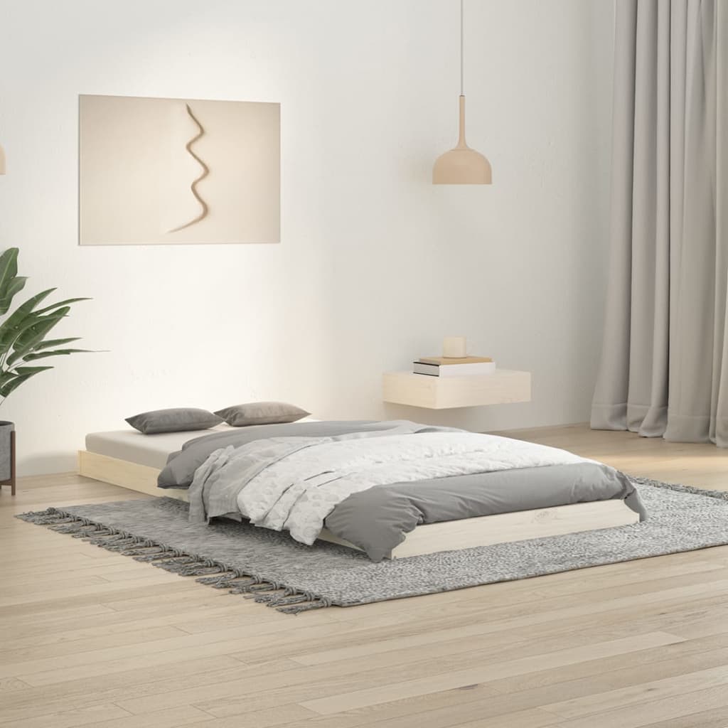 Vetonek Estructura cama individual madera maciza pino blanco 90x190 cm