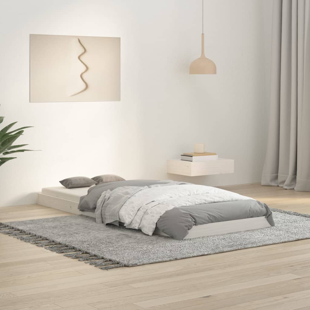 Vetonek Estructura de cama madera maciza de pino blanco 75x190 cm