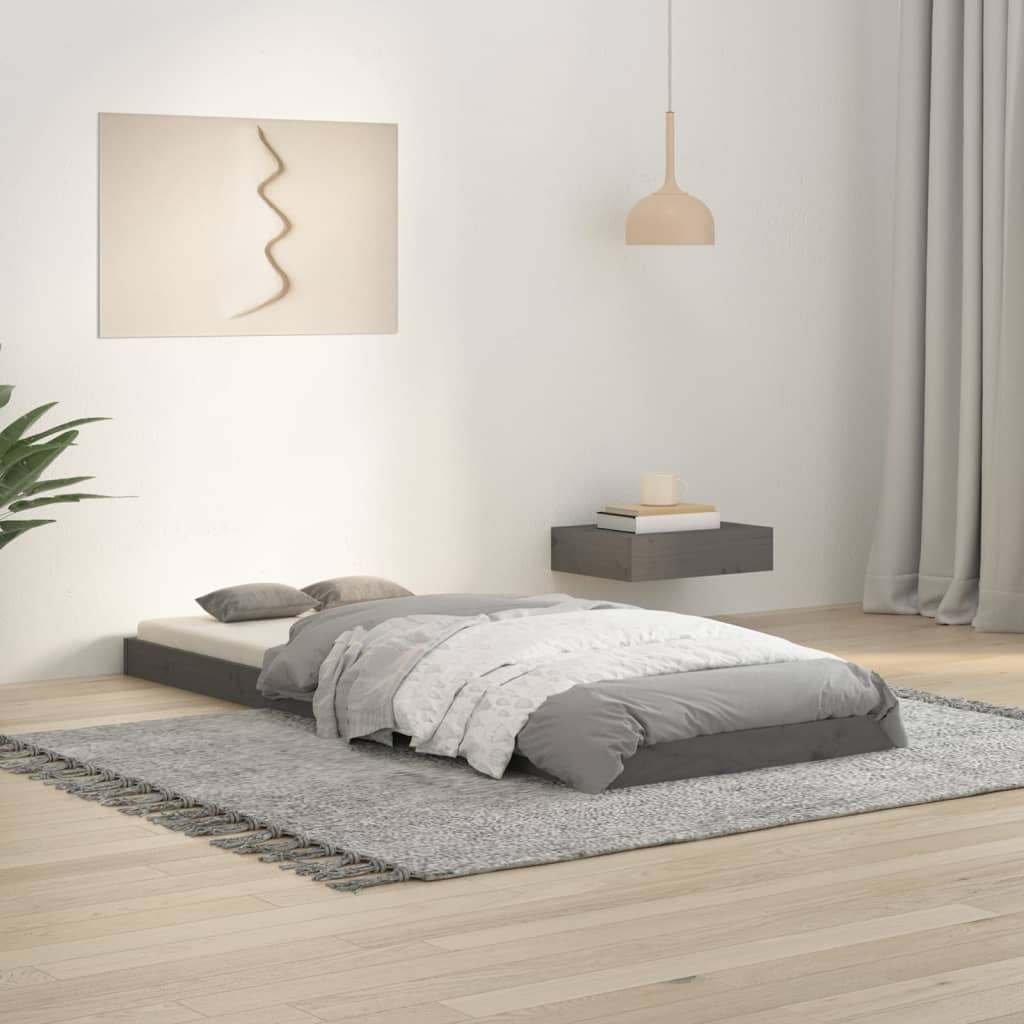 Vetonek Estructura de cama madera maciza pino gris 75x190 cm