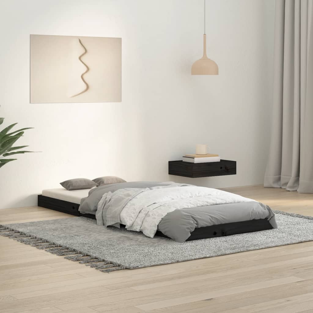 Vetonek Estructura de cama madera maciza de pino negro 75x190 cm