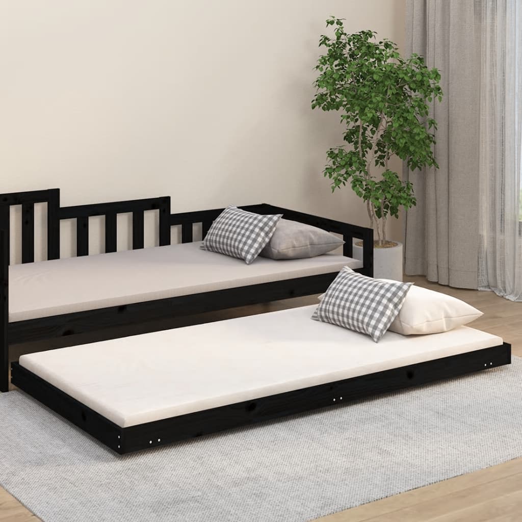 Vetonek Estructura de cama madera maciza de pino negro 100x200 cm