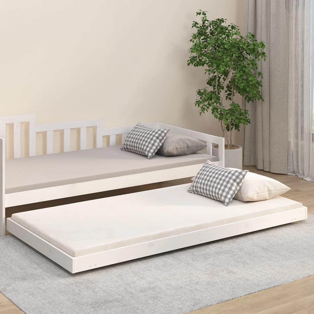 Vetonek Estructura de cama sin colchón madera de pino blanca 90x200 cm