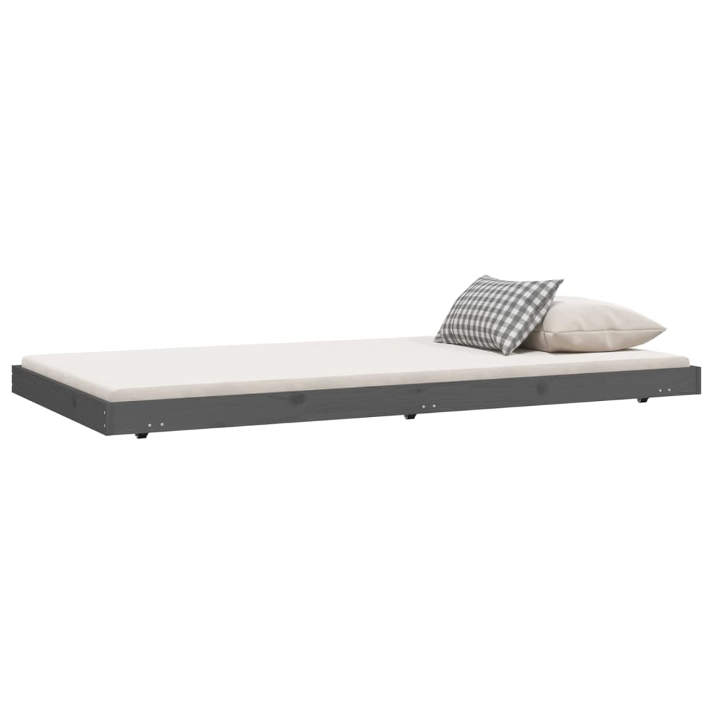 Gray pinewater wooden bed structure 90x200 cm