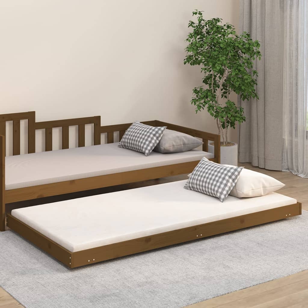 Vetonek Estructura de cama madera maciza de pino marrón miel 80x200 cm