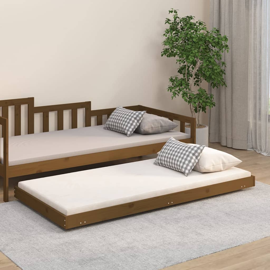 Vetonek Estructura de cama madera maciza de pino marrón miel 90x190 cm