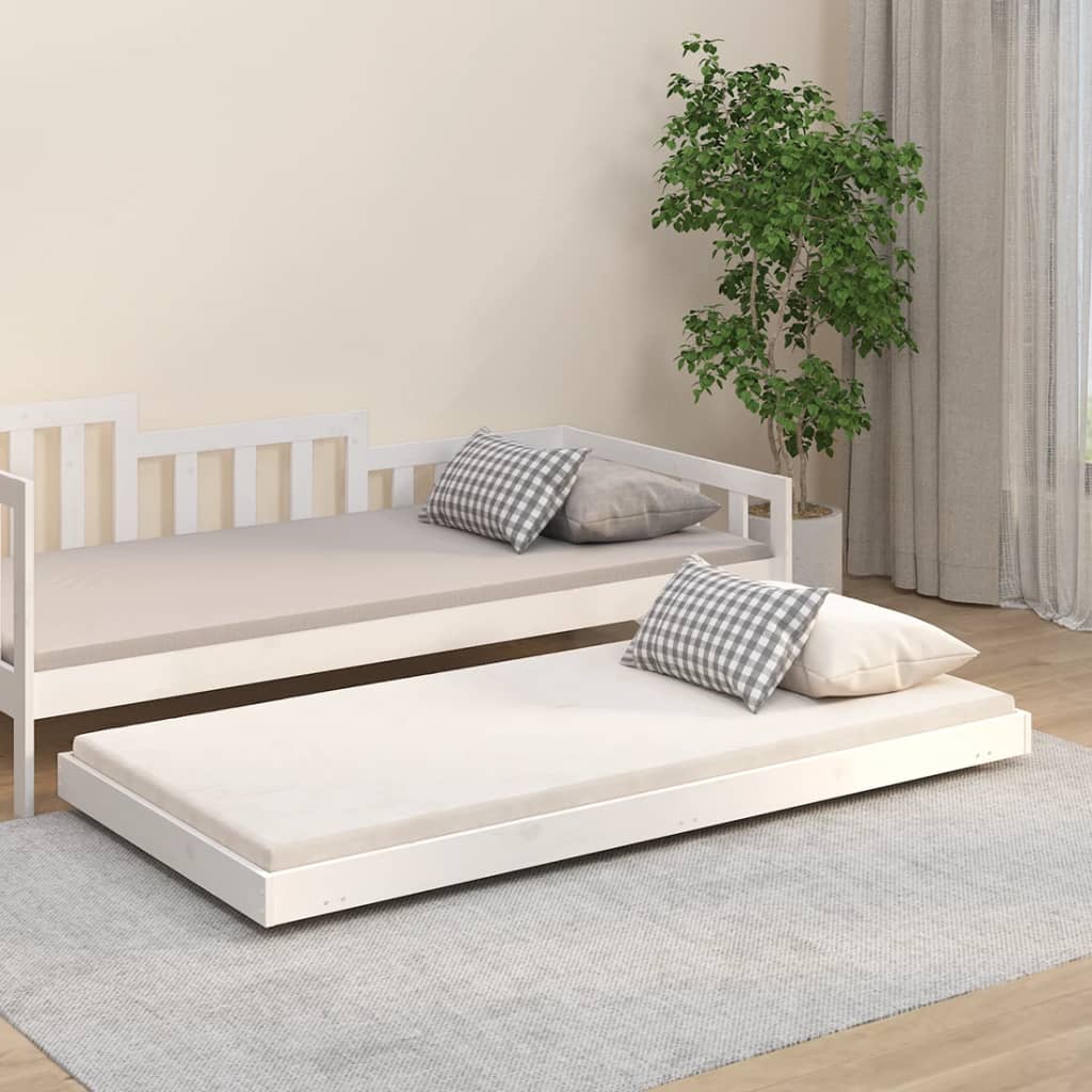 Vetonek Estructura de cama sin colchón madera maciza blanca 75x190 cm